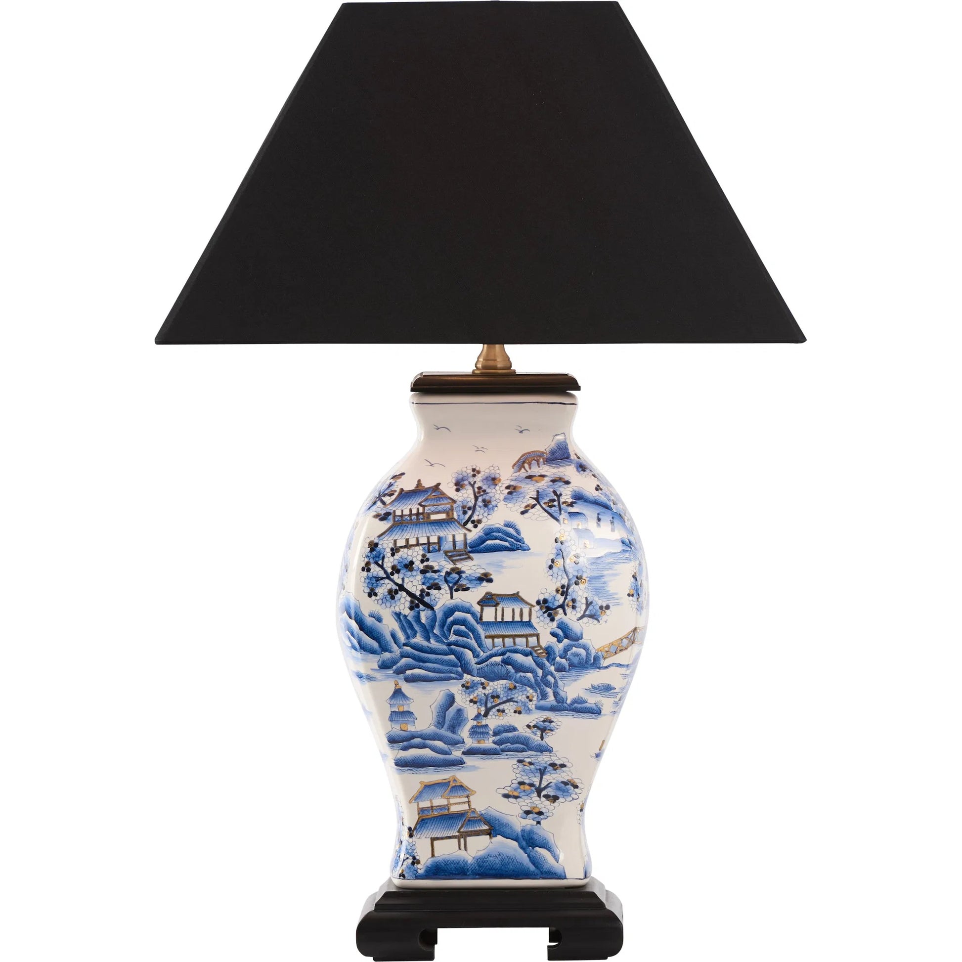 Alma Lamp by Wildwood in blue, white, cream and hand painted, black. Made from unique in a unique style.
