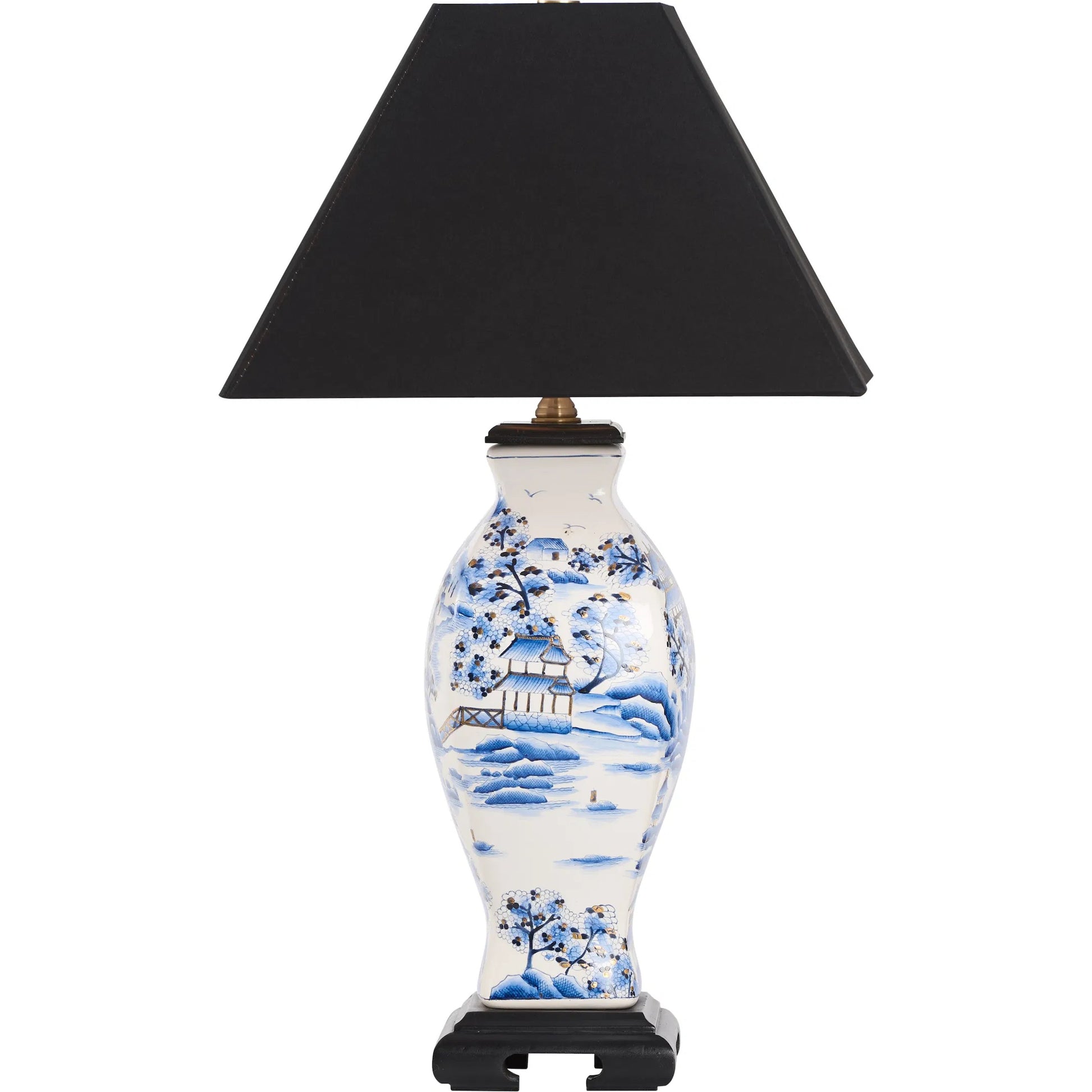 Alma Lamp by Wildwood in blue, white, cream and hand painted, black. Made from unique in a unique style.