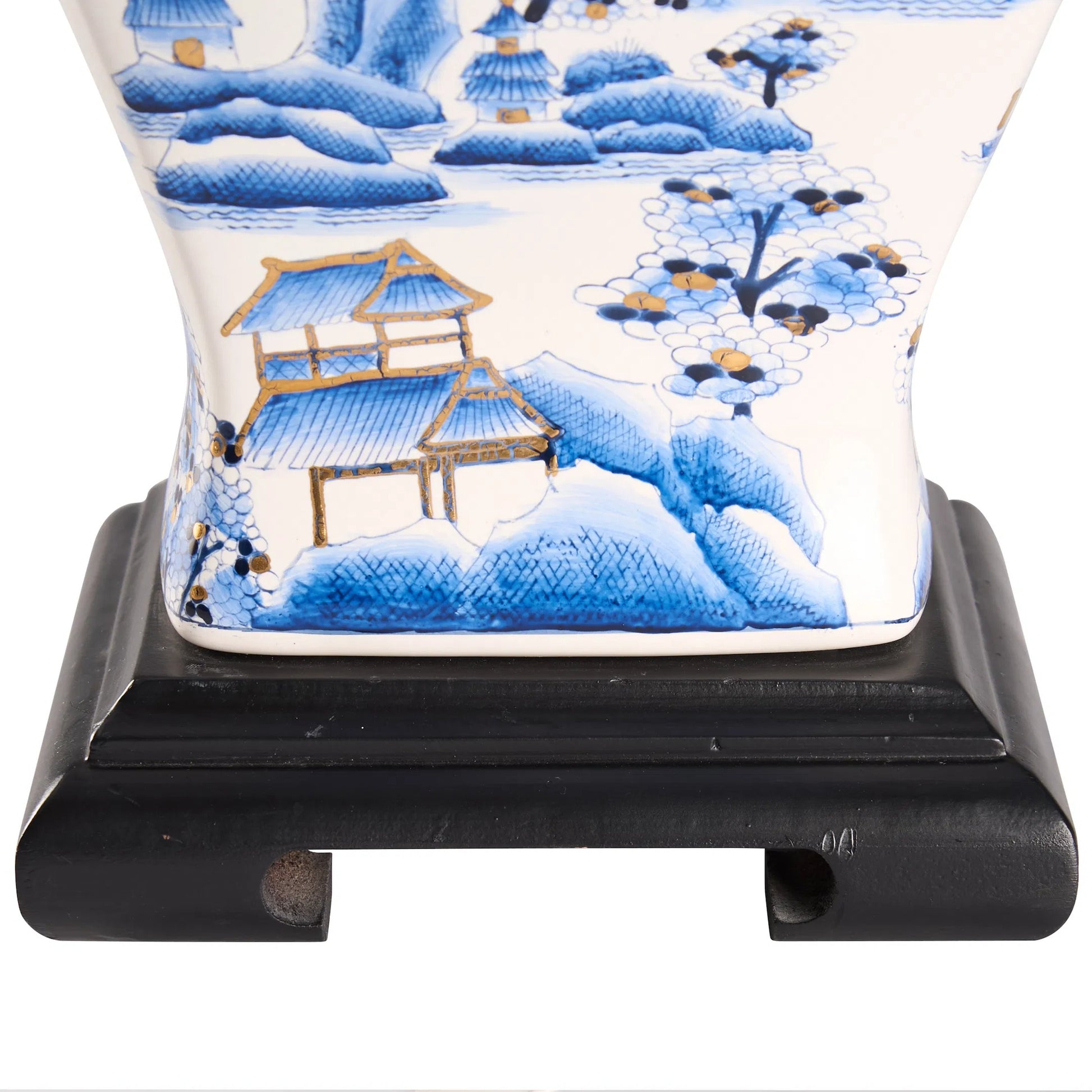 Alma Lamp by Wildwood in blue, white, cream and hand painted, black. Made from unique in a unique style.