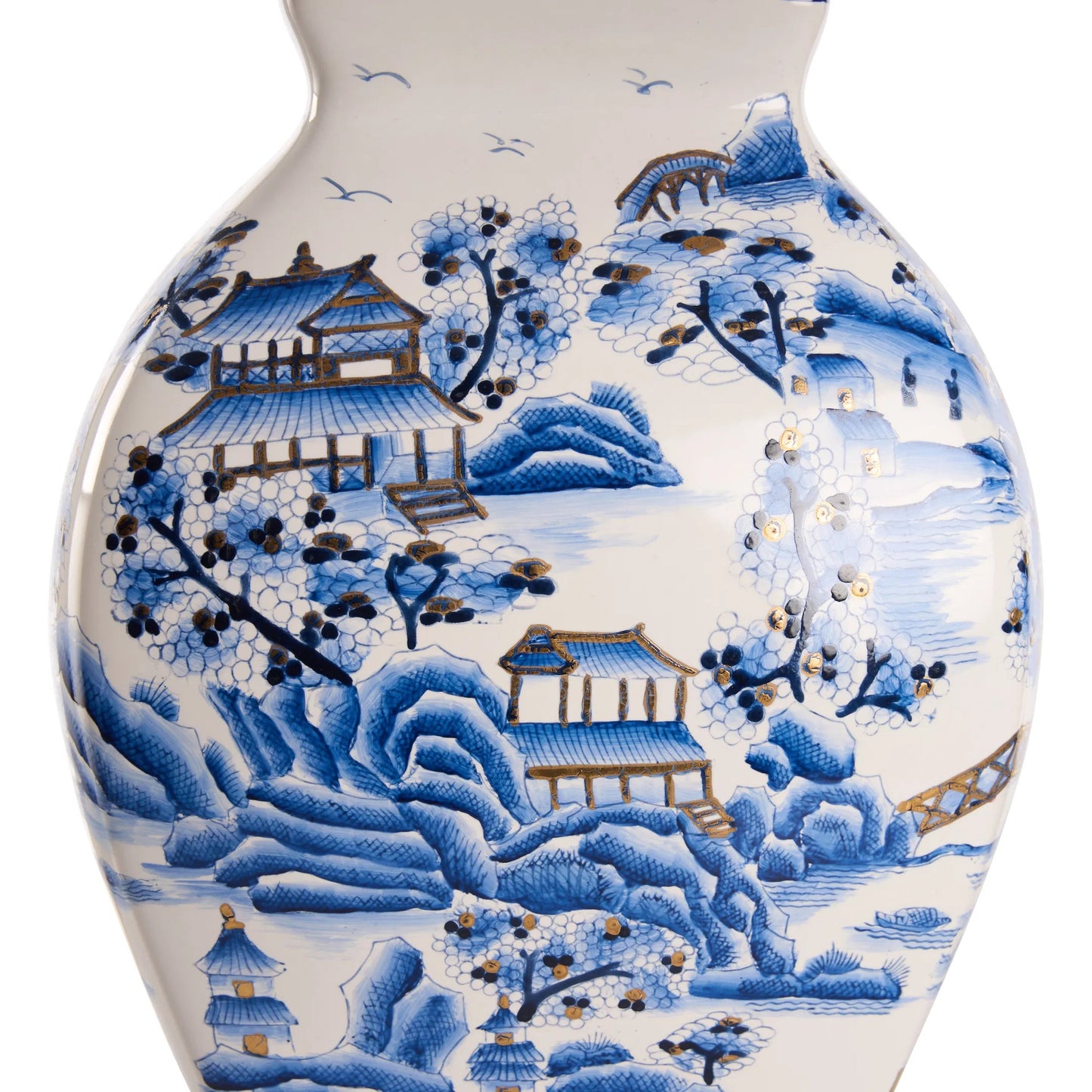 006 SI-2533978 | Closeup | Alma Lamp by Wildwood in blue, white, cream and hand painted, black. Made from unique in a unique style.