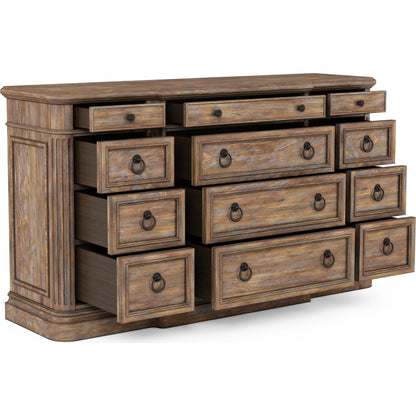 Architrave Dresser by A.R.T. Furniture in almond. Made from pine solids and veneer, metal in a traditional style.