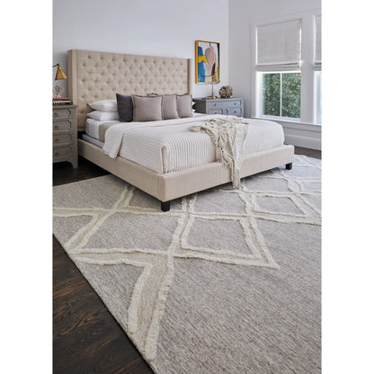 Anica Transitional Geometric Rug - 8009F by Feizy in gray, ivory. Made from wool in a unique style.