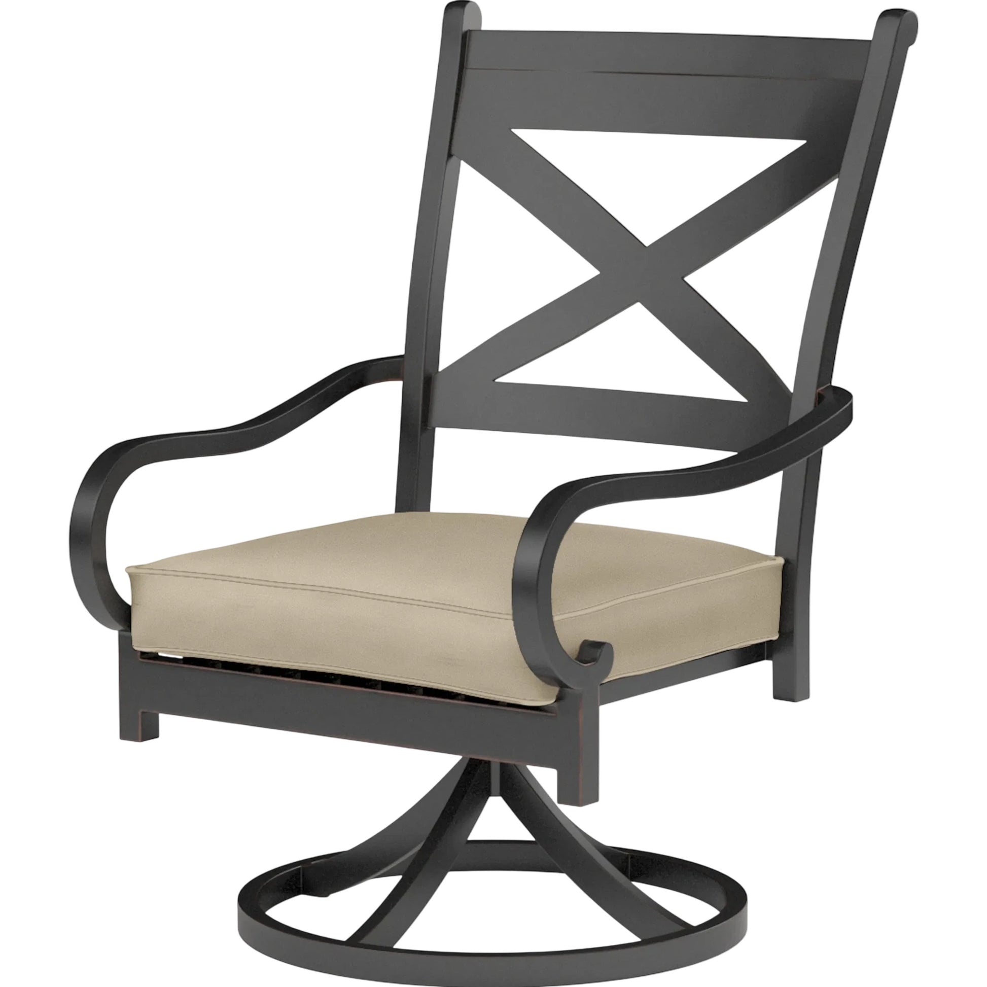 Monterey Outdoor Swivel Dining Chair by Sunset West in browns. Made from aluminum in a cottage & farmhouse style.