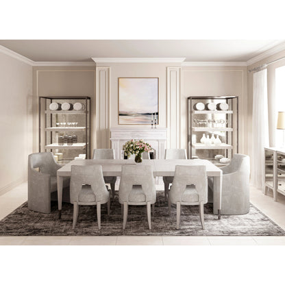 Mezzanine Rectangular Dining Table by A.R.T. Furniture in dove gray. Made from parawood, poplar solids, maple veneer, steel in a modern style.