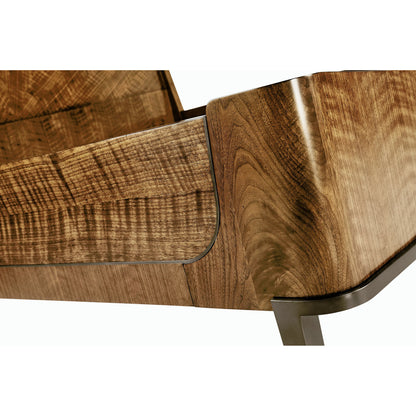 Toulouse King Panel Bed by Jonathan Charles in walnut. Made from walnut quarter figured veneer in a modern style.