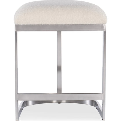 Modern Mood Counter Stool by Hooker Furniture in inverness natural and silver. Made from 83% polyester, 17% acrylic, metal in a modern style.