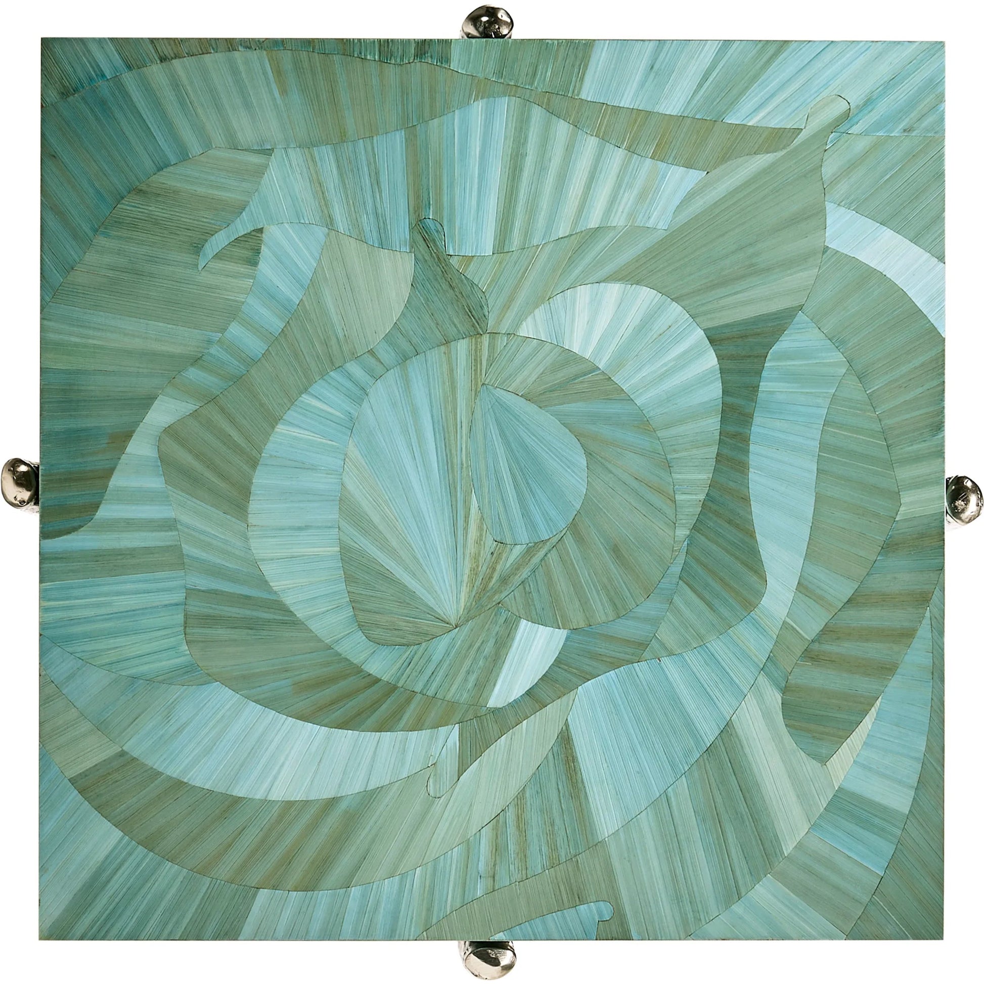 Seaglass Martini Table by Jonathan Charles in blue and blue straw. Made from stainless steel, plywood, straw in a eclectic & global style.