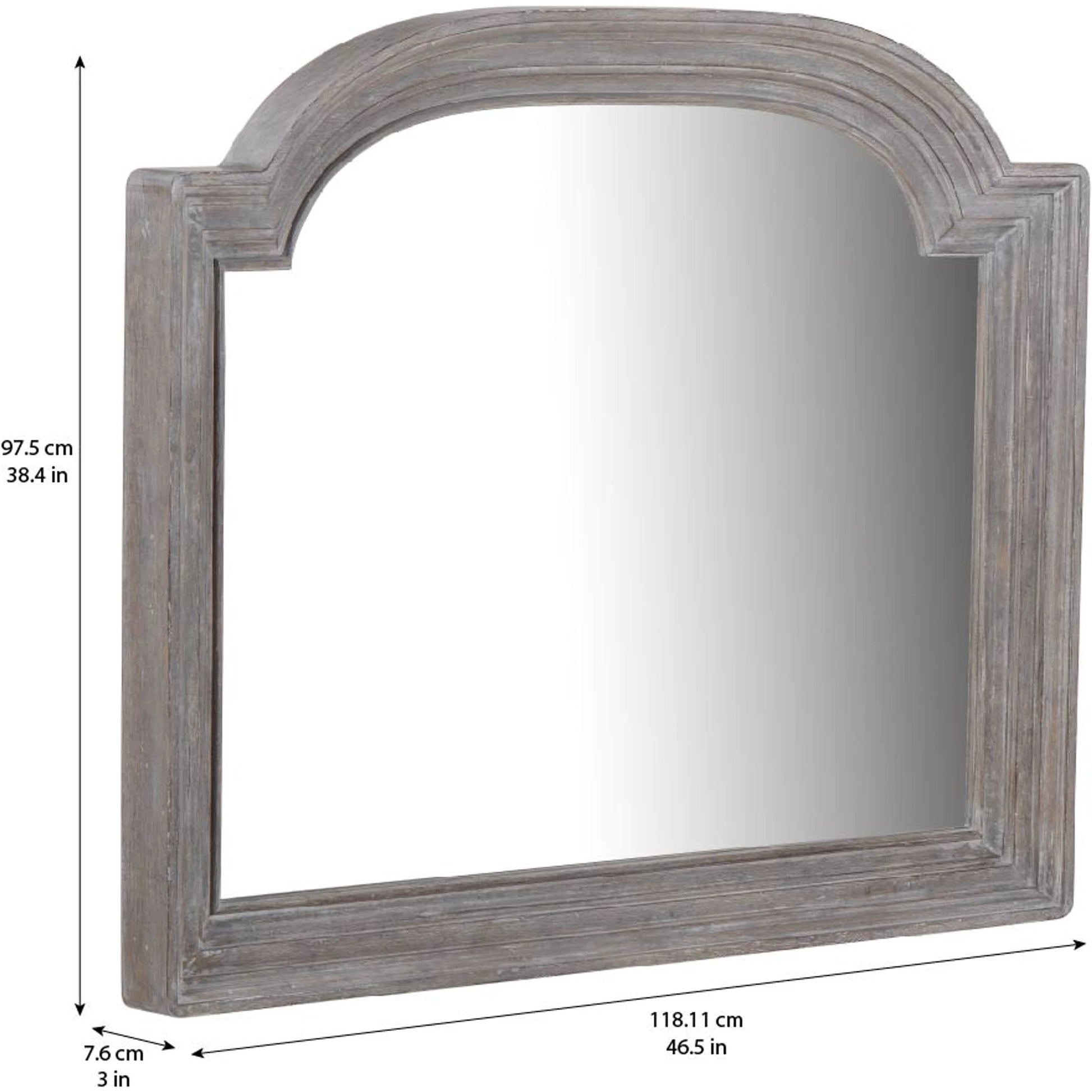 Summer Creek Smith's Bayou Mirror by A.R.T. Furniture in gray and scrubbed oak. Made from flakey cathedral oak veneer, parawood solids, glass in a cottage & farmhouse style.