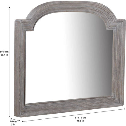 Summer Creek Smith's Bayou Mirror by A.R.T. Furniture in gray and scrubbed oak. Made from flakey cathedral oak veneer, parawood solids, glass in a cottage & farmhouse style.