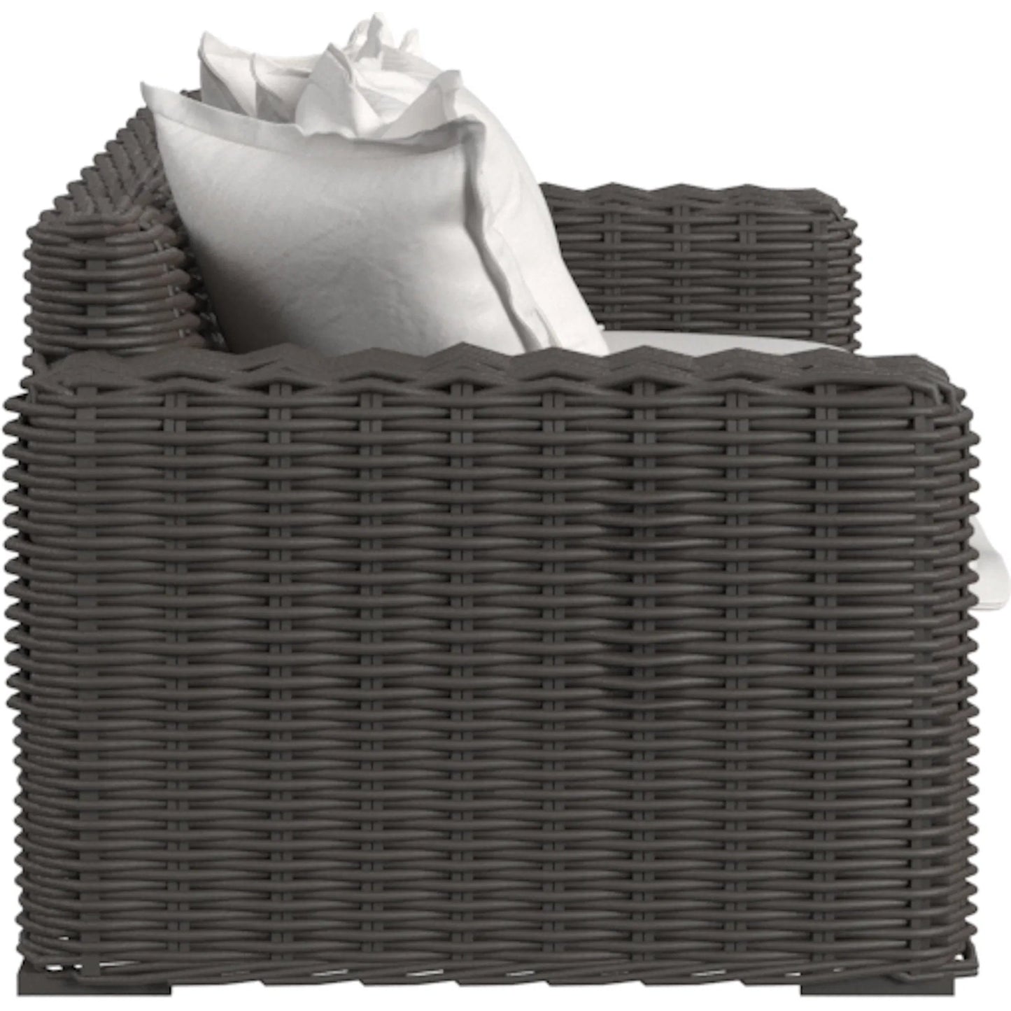 003 SI-2318699 | Additional Silo | Cabo Outdoor Loveseat by Sunset West in dark wood. Made from resin wicker in a rustic style.