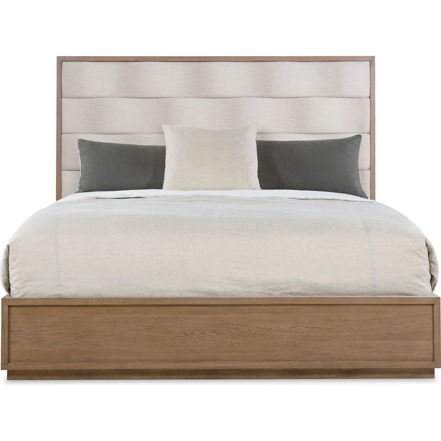 003 SI-2250695 | Additional Silo | Sonnet Queen Upholstered Bed by Hooker Furniture in beige and wren. Made from 92% polyester, 8% linen in a transitional style.