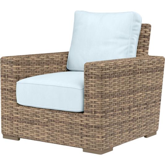 Havana Outdoor Club Chair by Sunset West in tobacco. Made from resin wicker in a modern style.