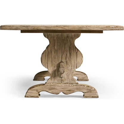 124" Sagehill Rectangular Trestle Table by Jonathan Charles in timberon grey oak. Made from oak in a traditional style.