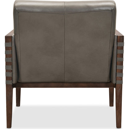 Carverdale Club Chair by Hooker Furniture in grey and maddie gray. Made from leather in a modern style.