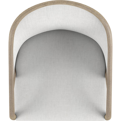 Finn Woven Dining Chair by A.R.T. Furniture in tawny. Made from parawood solids, elm veneer, raffia, foam, fabric in a cottage & farmhouse style.