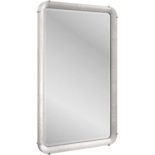 Salver Wall Mirror by Caracole in silver, oracle and oracle silver leaf, polished silver. Made from poplar in a unique style.