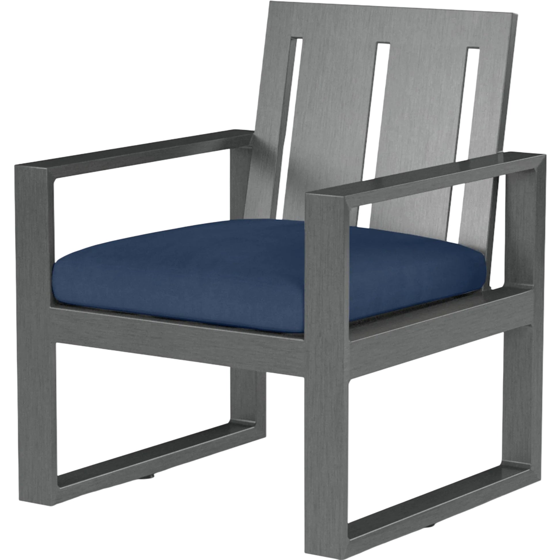 Redondo Outdoor Dining Chair by Sunset West in grays. Made from aluminum in a modern style.