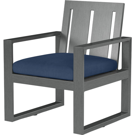 Redondo Outdoor Dining Chair by Sunset West in grays. Made from aluminum in a modern style.