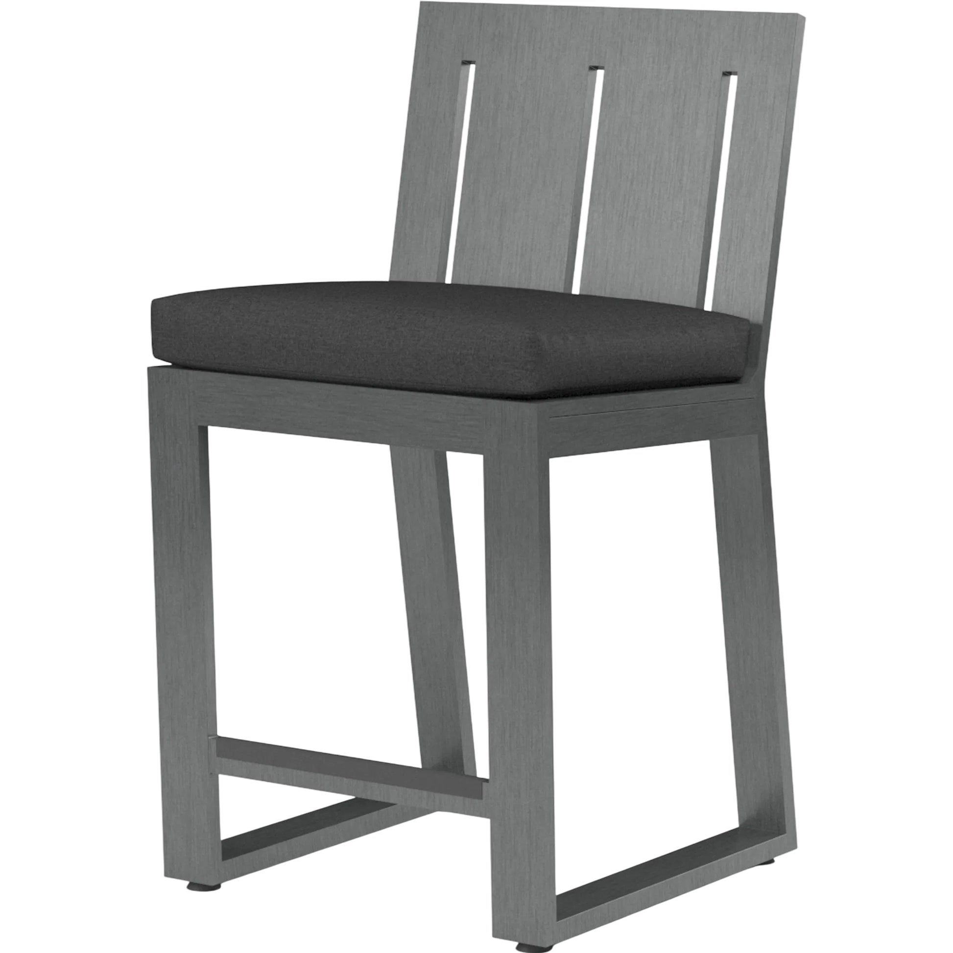 Redondo Outdoor Barstool by Sunset West in grays. Made from aluminum in a modern style.