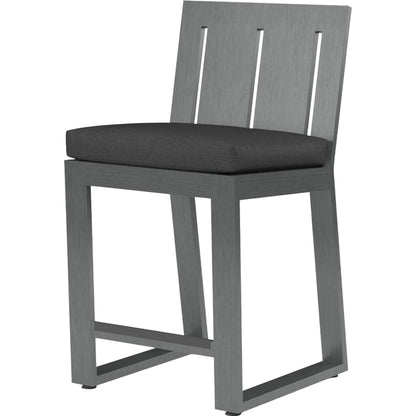 Redondo Outdoor Barstool by Sunset West in grays. Made from aluminum in a modern style.