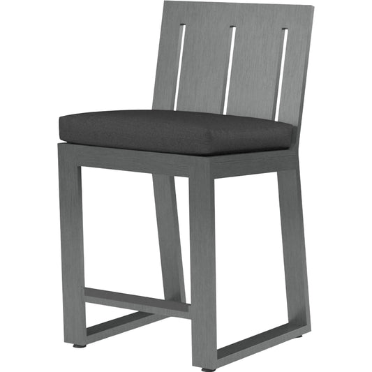 Redondo Outdoor Counter Stool by Sunset West in grays. Made from aluminum in a modern style.