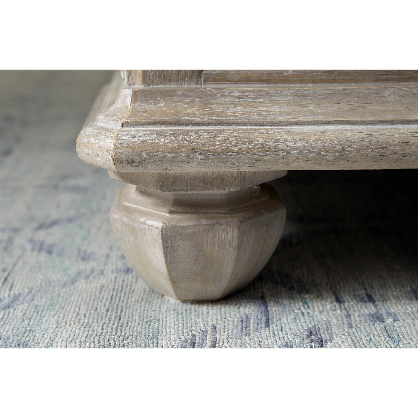 006 SR-882107,SR-882108,SR-882109 | Closeup | Summer Creek Shoals Tufted Sleigh Bed by A.R.T. Furniture in gray and scrubbed oak. Made from flakey cathedral oak veneer, parawood solids in a traditional style.