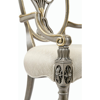 Buckingham Sheraton Grey & Gilded Dining Armchair by Jonathan Charles in brown and buckingham gray. Made from acacia in a traditional style.