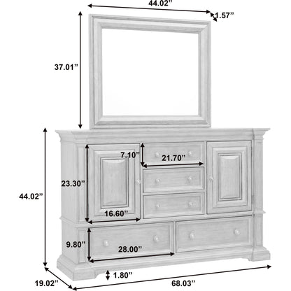 Woodbury Cabinet Dresser & Mirror Set by Pulaski Furniture in cowboy boots brown. Made from rubberwood in a traditional style.