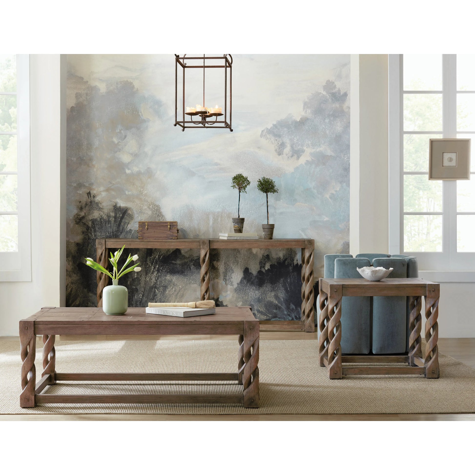 Commerce & Market Jack O'bein Long Skinny Console by Hooker Furniture in medium wood and medium wood finish. Made from pine veneers in a modern style.
