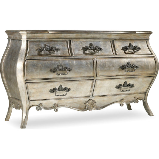 Sanctuary Dresser by Hooker Furniture in bardot. Made from hardwoods, cedar veneers, felt, solid-wood edge top in a traditional style.
