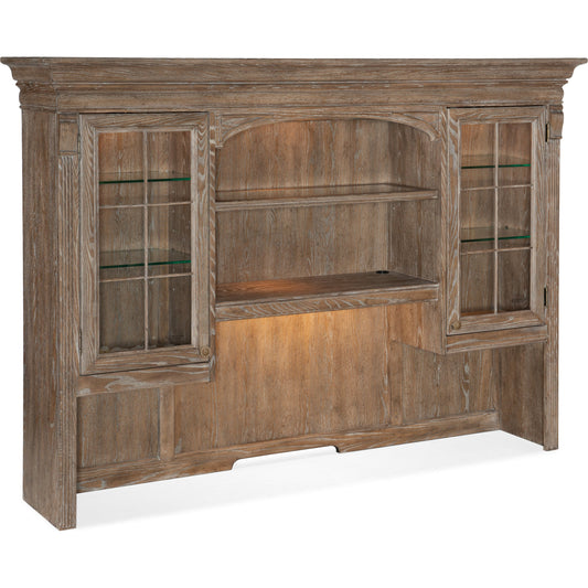 Sutter Credenza Hutch by Hooker Furniture in claro. Made from cathedral oak veneers in a unique style.