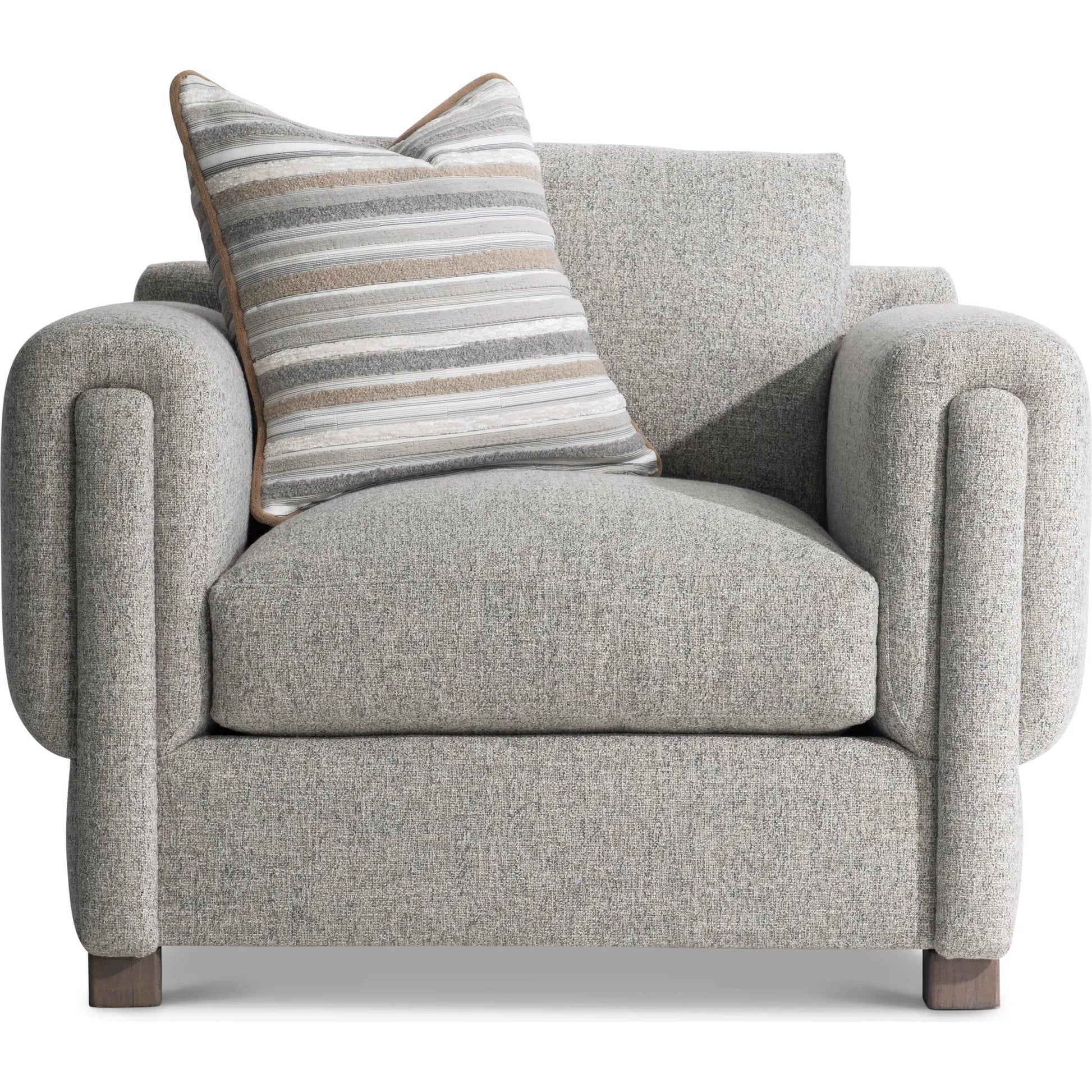 Tori Fabric Chair by Bernhardt in grey. Made from fabric in a unique style.