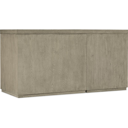 Linville Falls Credenza with Small File and Open by Hooker Furniture in mink, antique pewter. Made from oak veneers in a modern style.
