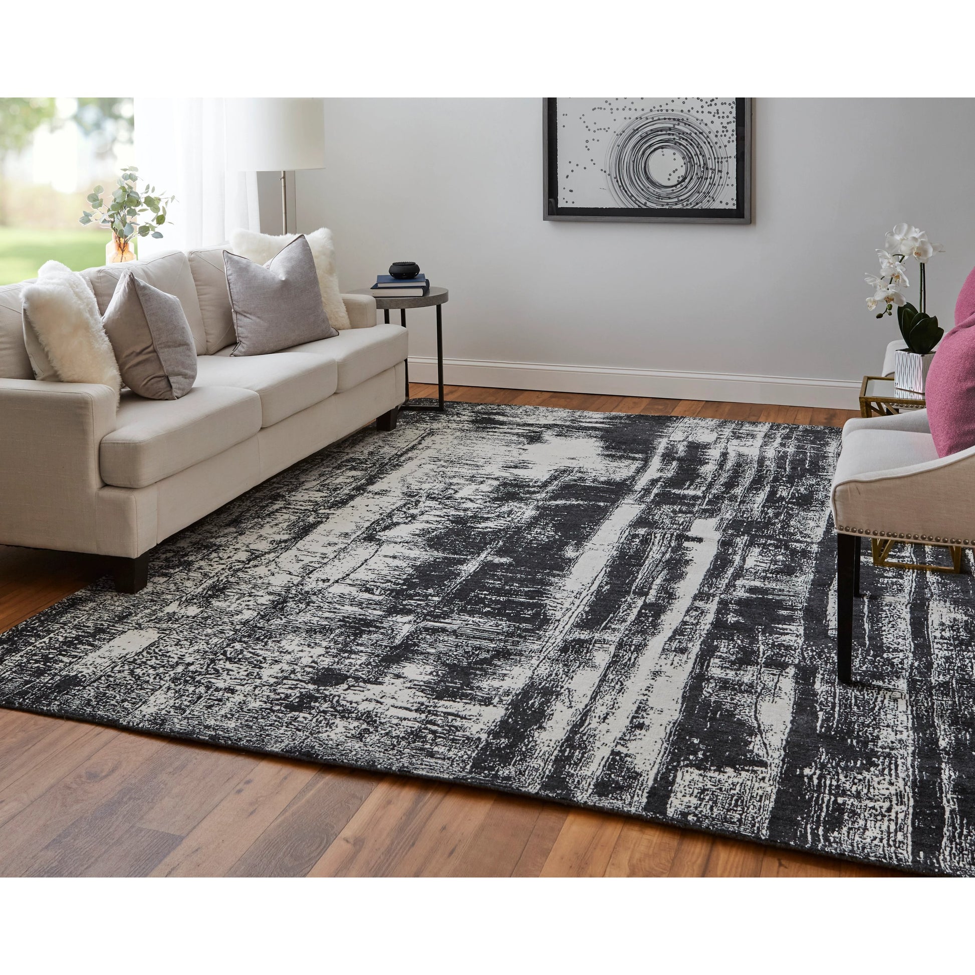 Coda Rug - 8929F by Feizy in black, white. Made from wool, viscose in a unique style.