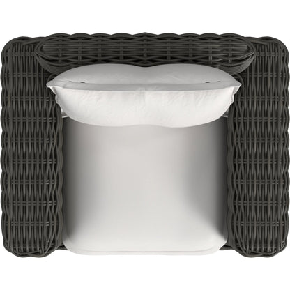 Cabo Outdoor Oversized Club Chair by Sunset West in dark wood. Made from resin wicker in a rustic style.