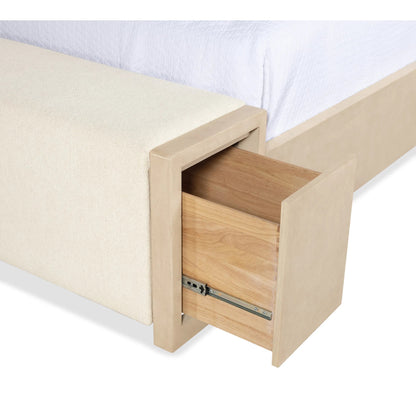 Westwood Upholstered Storage Bed by Hooker Furniture in trendy snow and polished limestone. Made from oak veneers, fabric in a transitional style.
