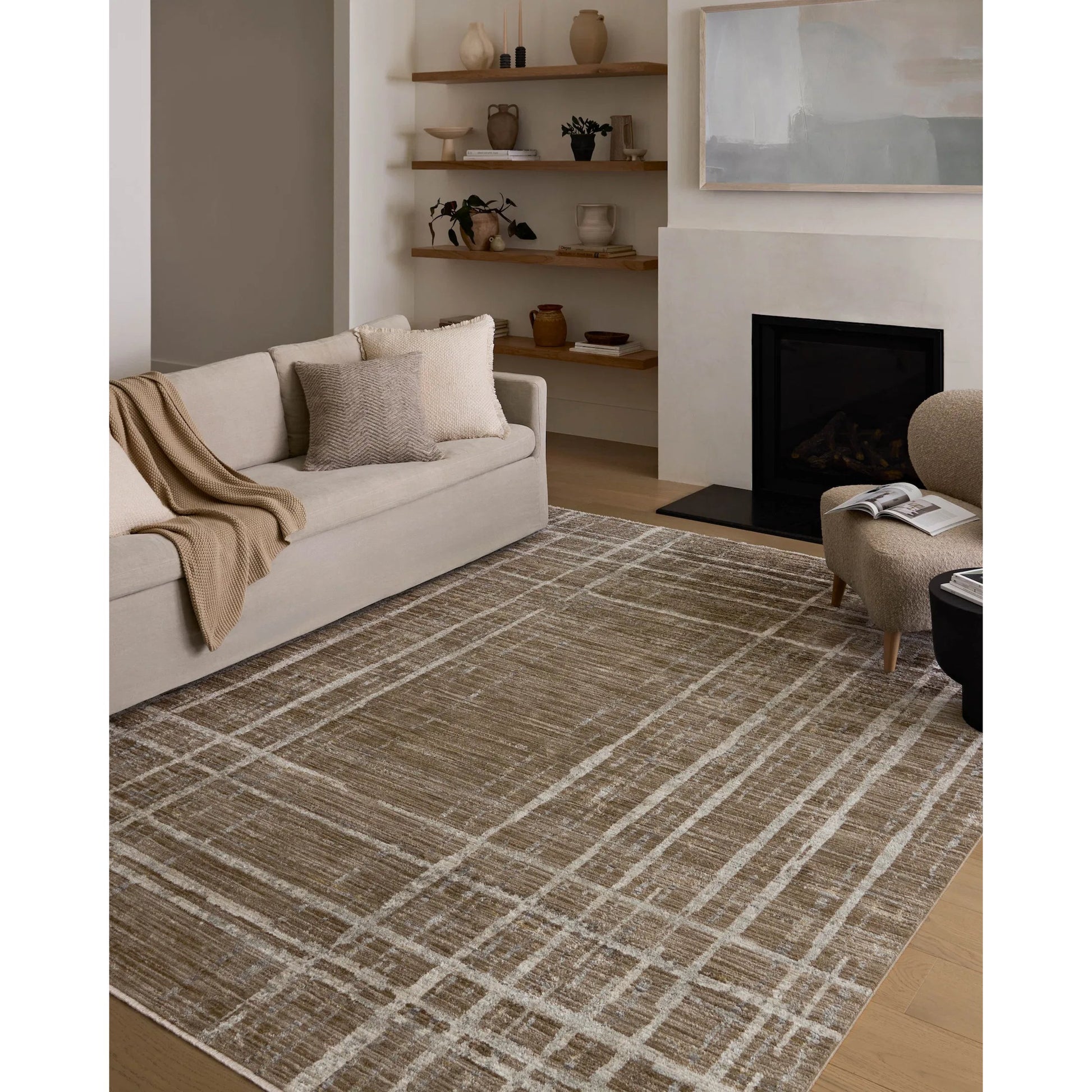 Wade WAE-05 Rug by Loloi in brown, stone. Made from 100% polyester in a unique style.