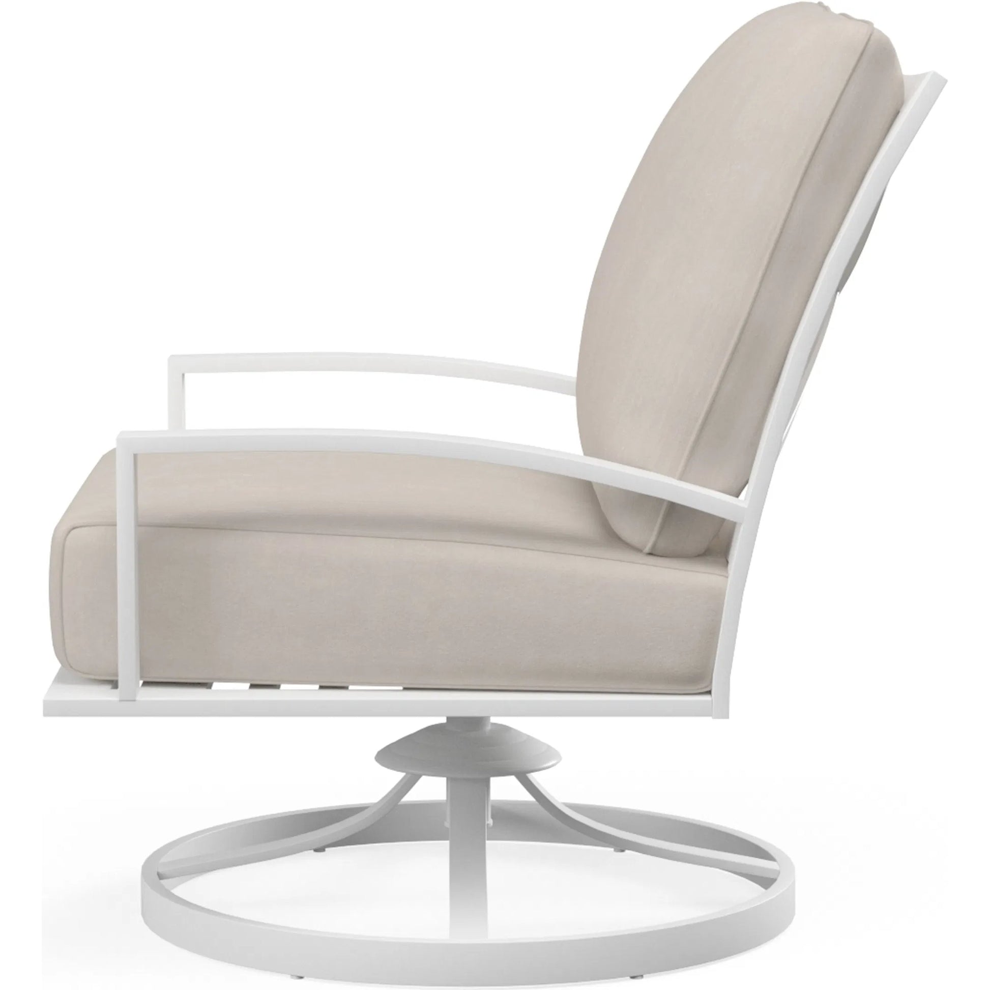 Bristol Outdoor Club Swivel in Canvas Flax w/ Self Welt by Sunset West. Made from aluminum in a modern style.