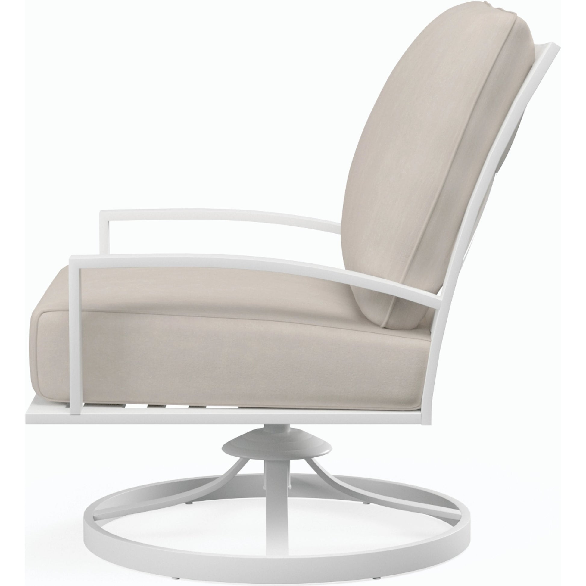 Bristol Outdoor Club Swivel in Canvas Flax w/ Self Welt by Sunset West. Made from aluminum in a modern style.