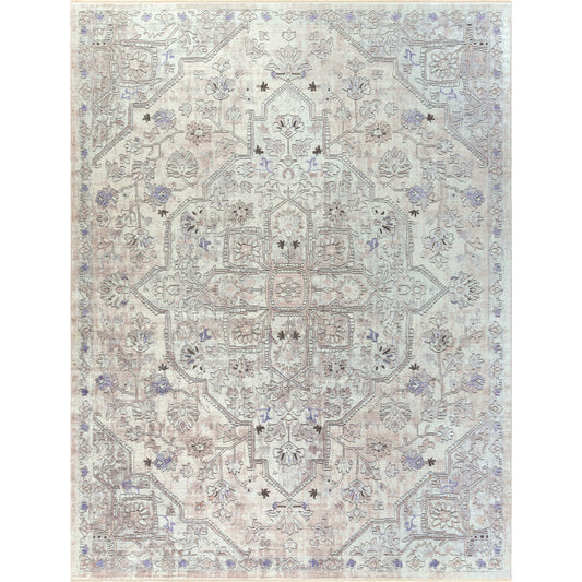Wonder Rug - 23071 by Livabliss in medium brown, purple, sky blue, denim, gray, charcoal. Made from 80% viscose, 20% polyester in a unique style.