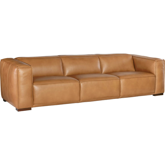Maria Sofa 3-Seat by Hooker Furniture in brown. Made from leather in a modern style.