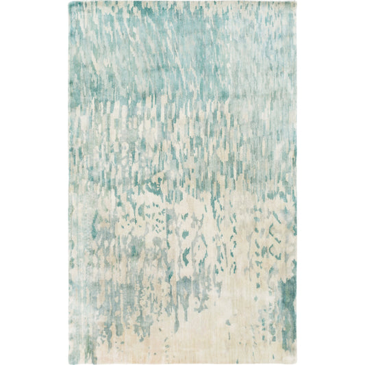 Watercolor Rug - 21179 by Surya in teal, light sage, light gray, taupe, medium gray, sky blue. Made from 100% wool in a unique style.