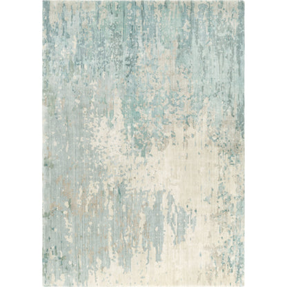 Watercolor Rug - 21179 by Surya in teal, light sage, light gray, taupe, medium gray, sky blue. Made from 100% wool in a unique style.