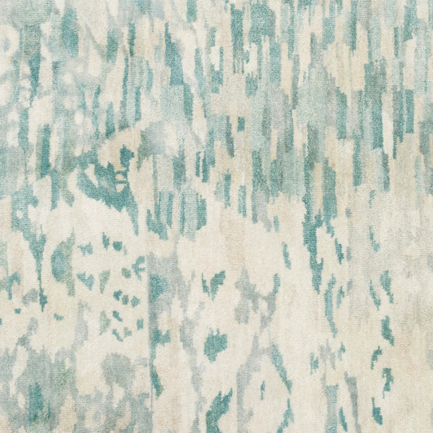 006 53268-21525,53268-21526 | Closeup | Watercolor Rug - 21179 by Surya in teal, light sage, light gray, taupe, medium gray, sky blue. Made from 100% wool in a unique style.
