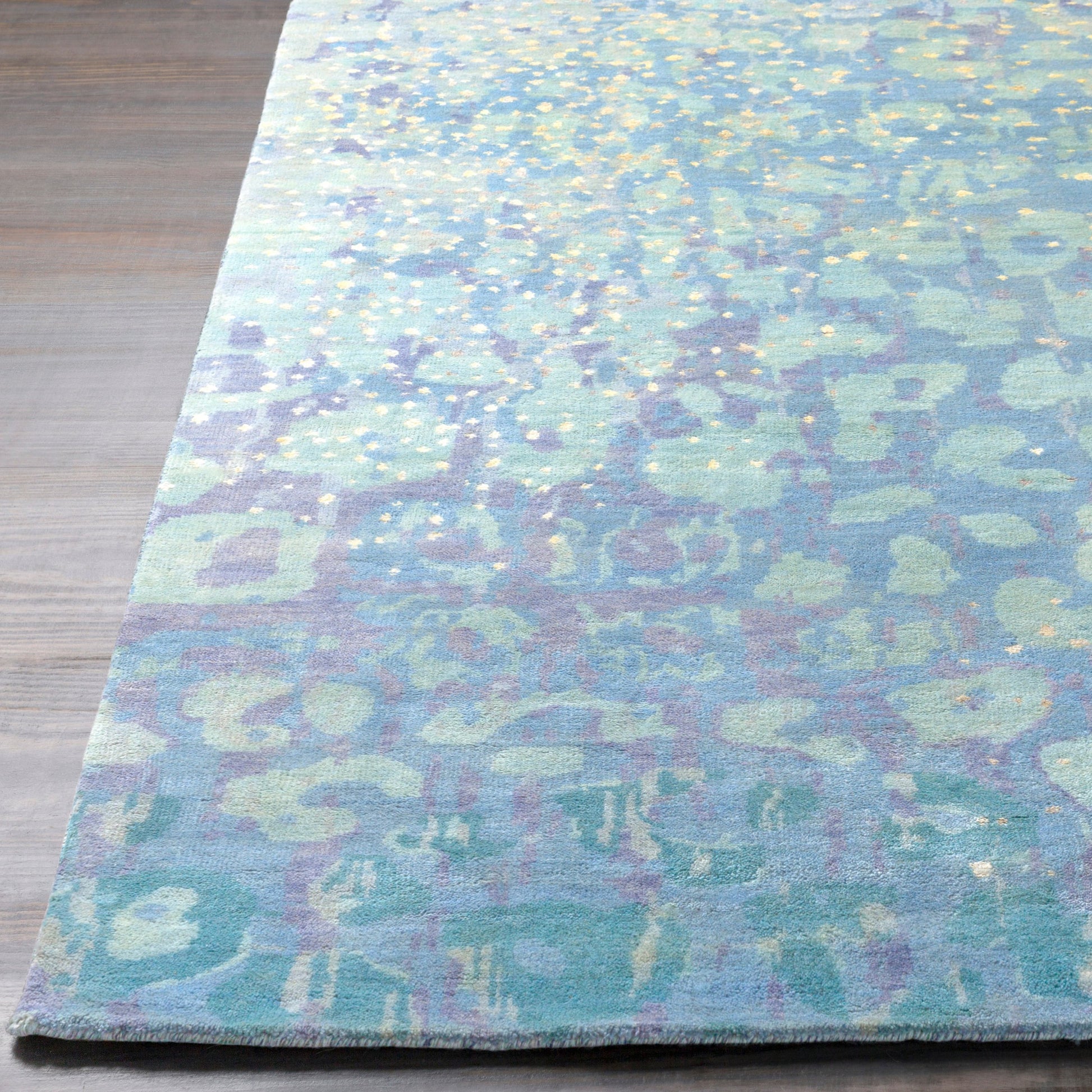 Watercolor Rug - 1921 by Surya in black, charcoal, medium green, dusty sage, tan, beige. Made from unique in a unique style.