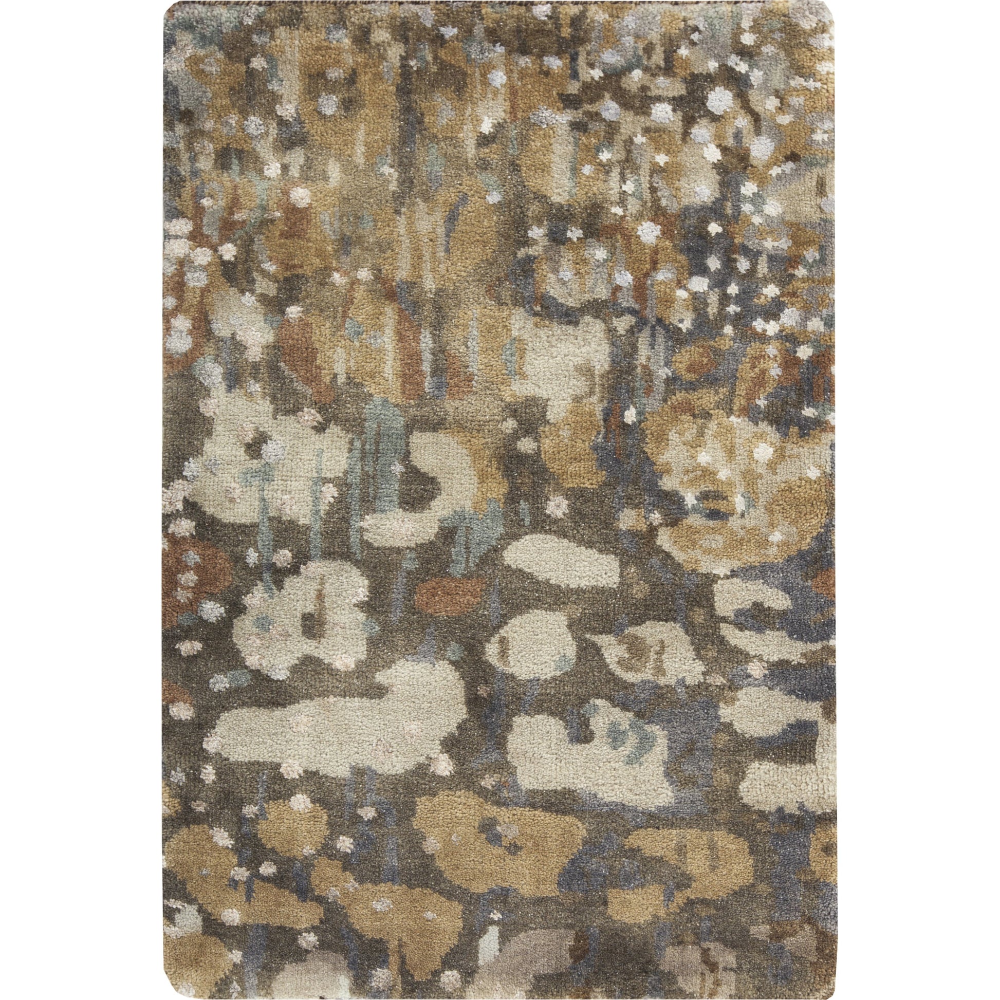 Watercolor Rug - 1921 by Surya in black, charcoal, medium green, dusty sage, tan, beige. Made from unique in a unique style.