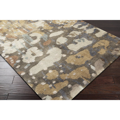 Watercolor Rug - 1921 by Surya in black, charcoal, medium green, dusty sage, tan, beige. Made from unique in a unique style.