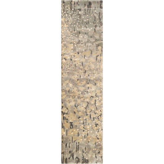 Watercolor Rug - 1921 by Surya in black, charcoal, medium green, dusty sage, tan, beige, mustard, gray, light gray. Made from unique in a unique style.