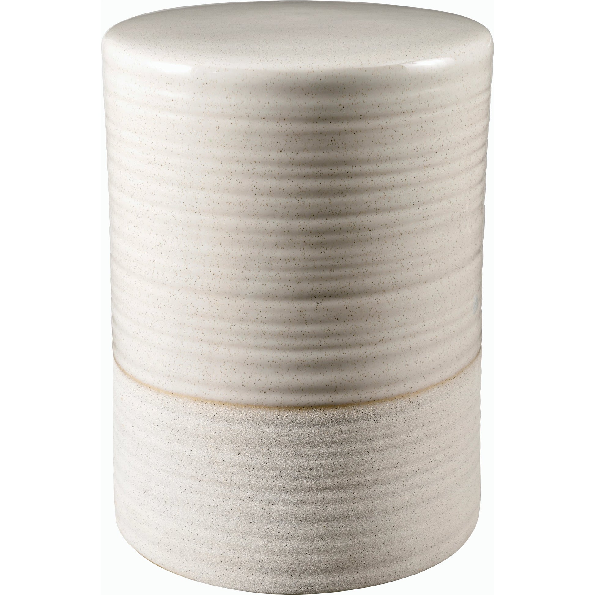 Waverly Indoor/Outdoor Garden Stool by Surya in cream, beige and glazed. Made from ceramic in a modern style.