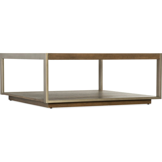 Hammon Square Oak Coffee Table by Hooker Furniture in medium oak, champagne. Made from unique in a transitional style.